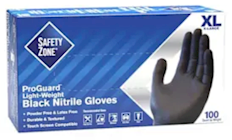DISPOSABLE GLOVES, SAFETY ZONE, NITRILE, POWDER-FREE, BLACK, XL, 100 GLOVES/CT THUMBNAIL